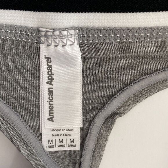 American Apparel heather gray thong in medium.  2 pack NEW $35 - Picture 3 of 4